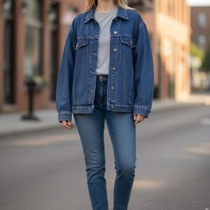 Vintage 90’s Denim Jean Jacket Coat Large Overside Trucker Cotton